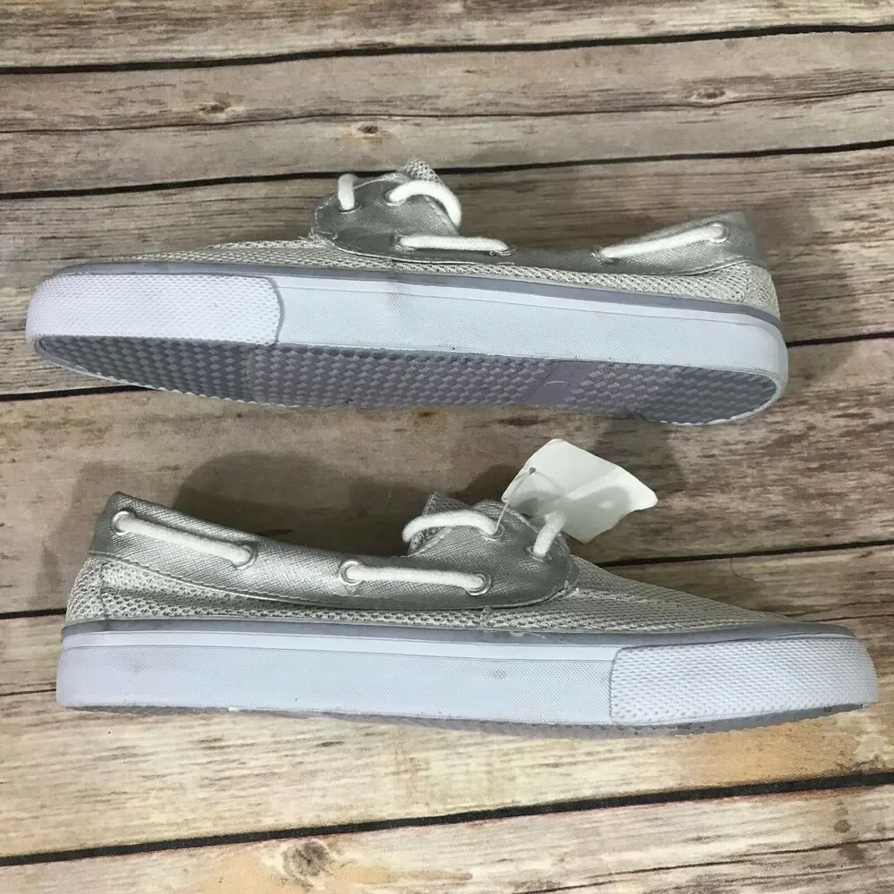 Austin Trading Co Womens Shoes Size 5 Silver Top‎ Siders Boat Sparkly NEW